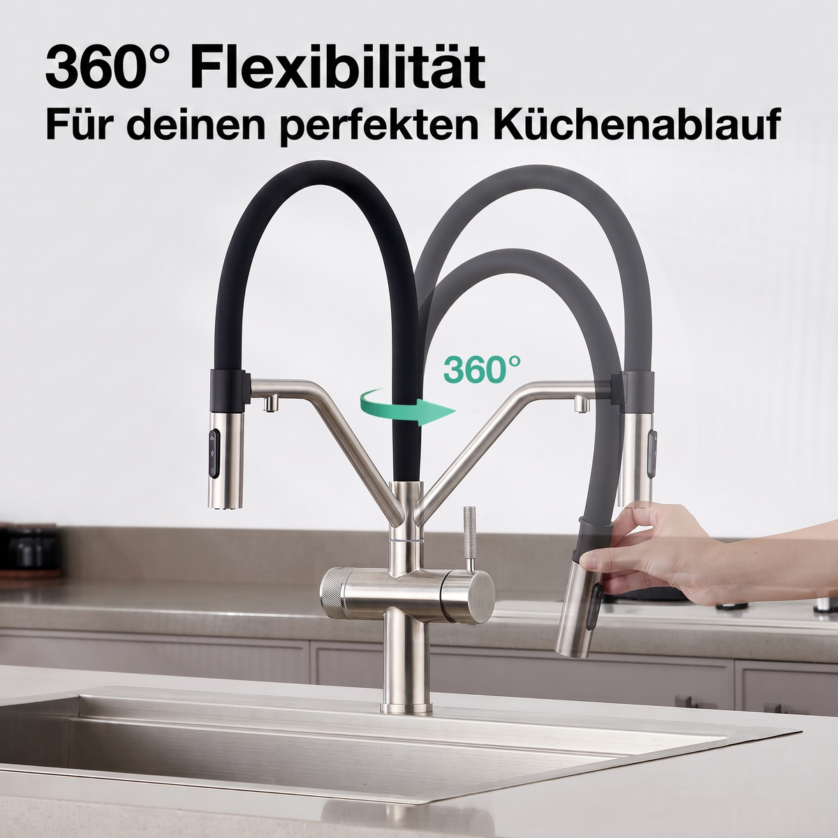 Cross-Tab Wasserfilter-System – Premium 3-Wege-Küchenarmatur & integrierter Wasserfilter - Deine Quelle