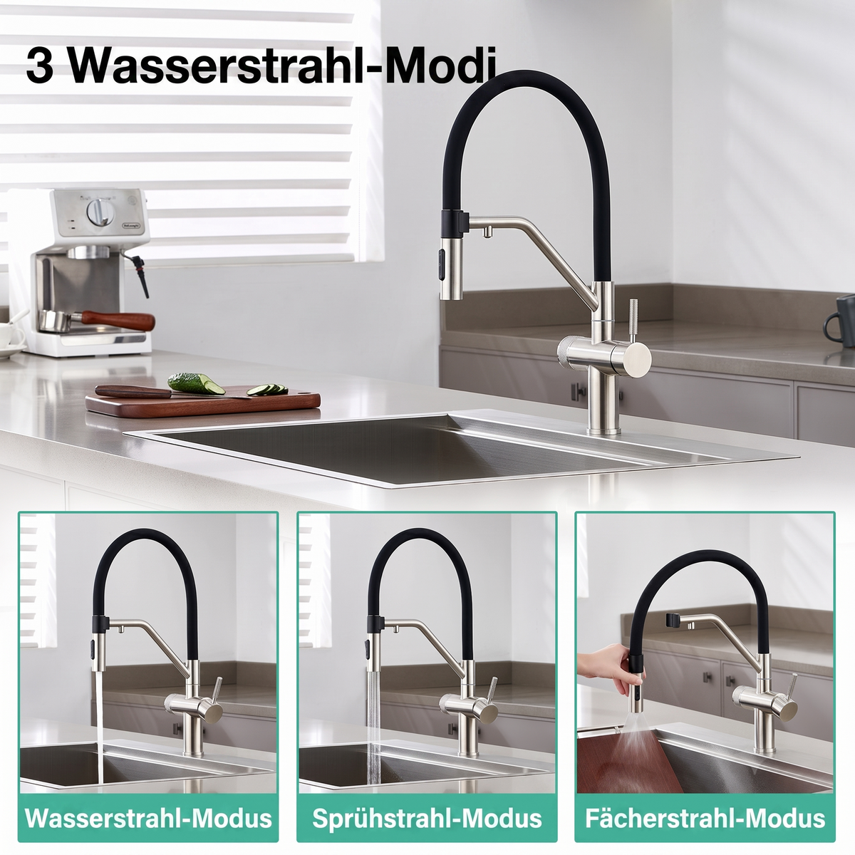 Cross-Tab Wasserfilter-System – Premium 3-Wege-Küchenarmatur & integrierter Wasserfilter - Deine Quelle