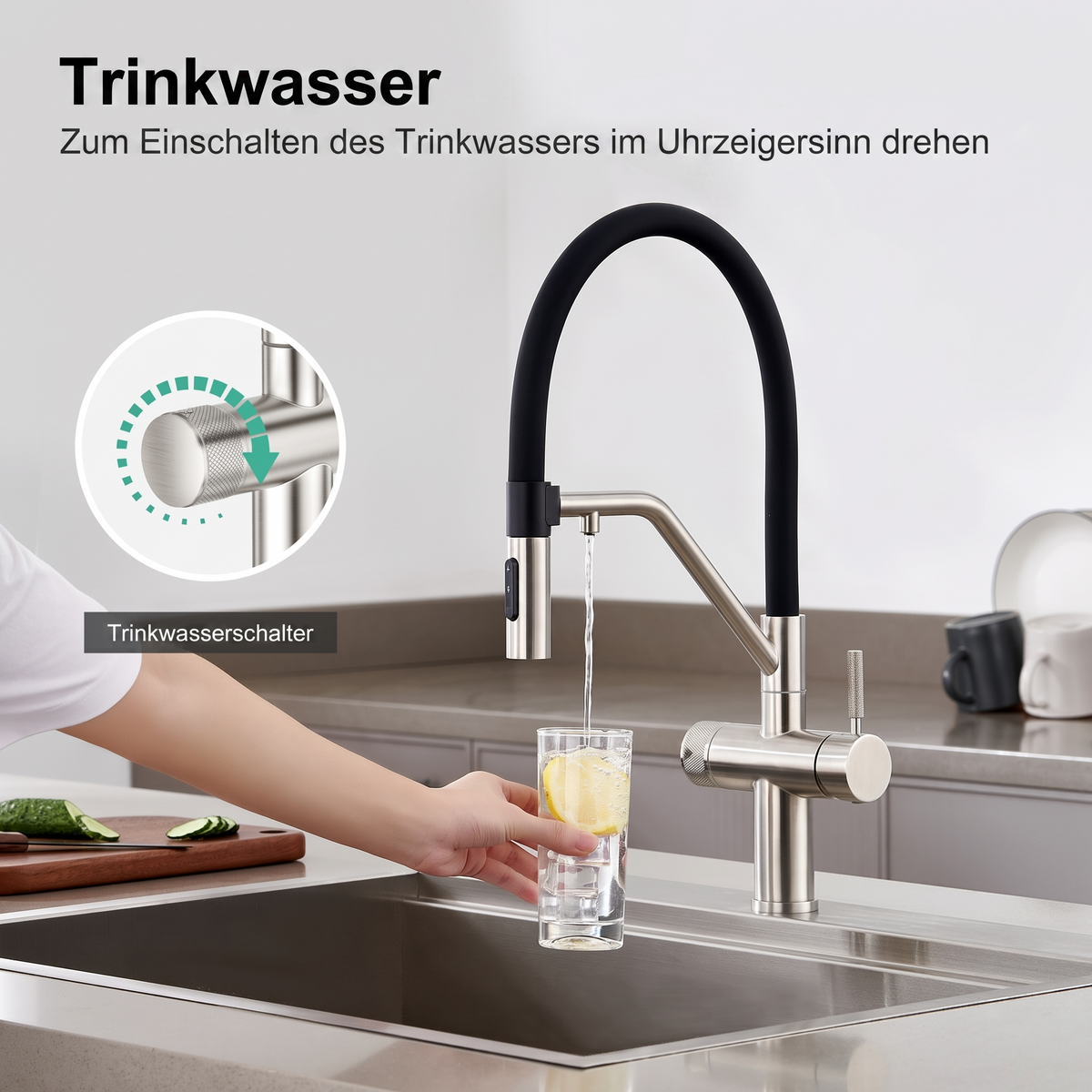 Cross-Tab Wasserfilter-System – Premium 3-Wege-Küchenarmatur & integrierter Wasserfilter - Deine Quelle